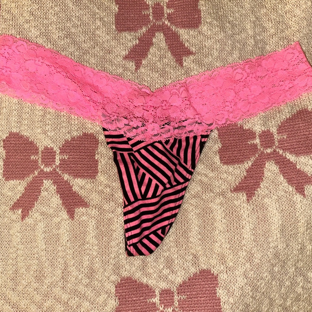 Pink striped Thong medium